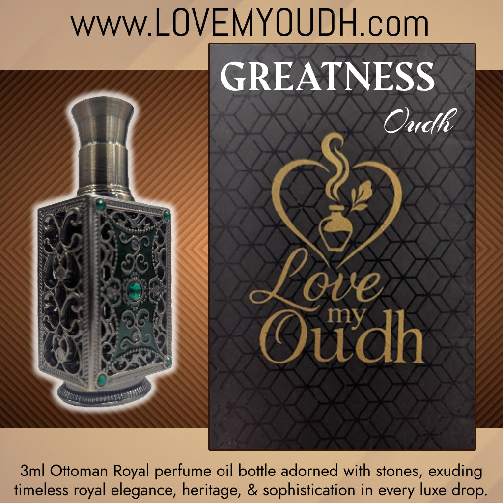 Oud for Greatness - Premium Perfume Oil with Ottoman Legacy 3ml Metal Bottle