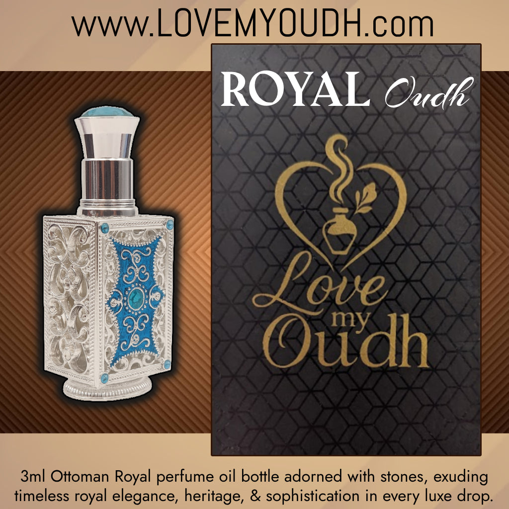Royal Oud - Premium Perfume Oil with Ottoman Legacy 3ml Metal Bottle