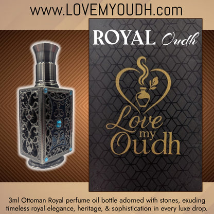 Royal Oud - Premium Perfume Oil with Ottoman Legacy 3ml Metal Bottle