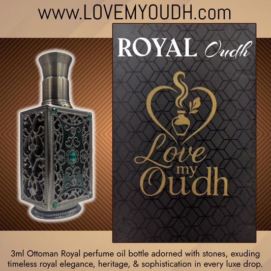 Royal Oud - Premium Perfume Oil with Ottoman Legacy 3ml Metal Bottle