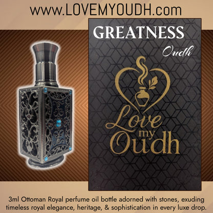 Oud for Greatness - Premium Perfume Oil with Ottoman Legacy 3ml Metal Bottle