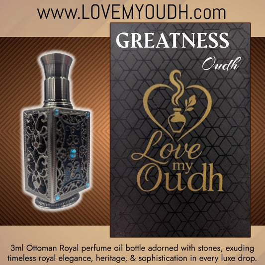Oud for Greatness - Premium Perfume Oil with Ottoman Legacy 3ml Metal Bottle
