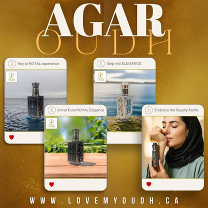 Agar Oud - Premium Perfume Oil with Ottoman Legacy 3ml Metal Bottle
