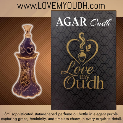 Agar Oud - Premium Perfume Oil with Feminine Legacy 3ml Metal Bottle
